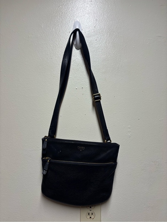 Fossil Handbags - Fossil Tinsley Black Pebbled Leather Crossbody Purse 9X11